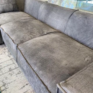 Newly manufactured (2.8m x 2.8m) Zambezi genuine leather MARCONI L-shape corner unit (GRAPHITE GREY)