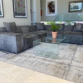 Newly manufactured (2.8m x 2.8m) Zambezi genuine leather MARCONI L-shape corner unit (GRAPHITE GREY)