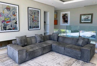 Newly manufactured (2.8m x 2.8m) Zambezi genuine leather MARCONI L-shape corner unit (GRAPHITE GREY)