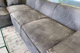 Newly manufactured (2.8m x 2.8m) Zambezi genuine leather MARCONI L-shape corner unit (GRAPHITE GREY)