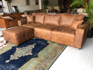 Brand new 2.8m Zambezi genuine leather MARCONI STYLE couch &#43; Modular ottoman (FULL EXOTIC GRAIN)