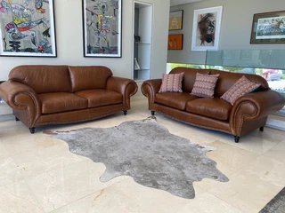 Brand New 2 piece SERENGETTI STYLE genuine leather lounge suite. (2 x 2.3m LARGE THREE SEATER SOFAS)