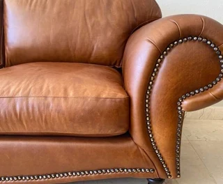 Brand New 2 piece SERENGETTI STYLE genuine leather lounge suite. (2 x 2.3m LARGE THREE SEATER SOFAS)