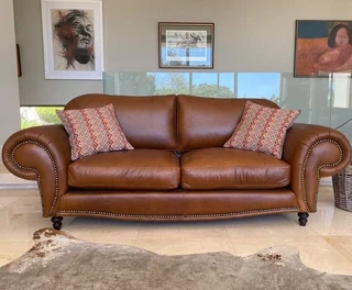 Brand New 2 piece SERENGETTI STYLE genuine leather lounge suite. (2 x 2.3m LARGE THREE SEATER SOFAS)
