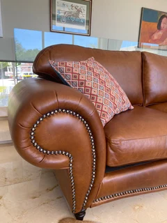 Brand New 2 piece SERENGETTI STYLE genuine leather lounge suite. (2 x 2.3m LARGE THREE SEATER SOFAS)