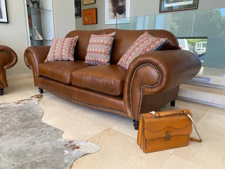 Brand New 2 piece SERENGETTI STYLE genuine leather lounge suite. (2 x 2.3m LARGE THREE SEATER SOFAS)