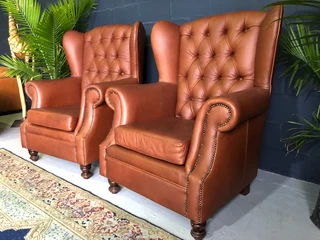 Brand New & Large Genuine Leather Wingback Armchairs. (a Classic British Design) R10995 Each