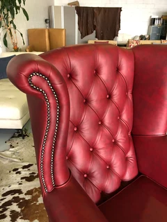Brand new &amp; Large QUEEN ANNE  genuine leather High Back Wing Chair &#43; Footstool ottoman.