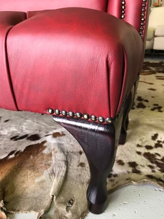 Brand new &amp; Large QUEEN ANNE  genuine leather High Back Wing Chair &#43; Footstool ottoman.