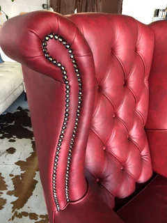 Brand new &amp; Large QUEEN ANNE  genuine leather High Back Wing Chair &#43; Footstool ottoman.