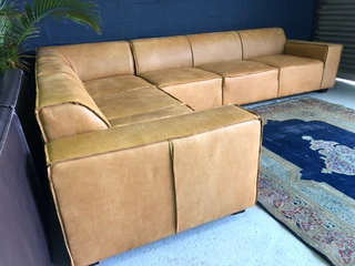 Extremely large &amp; custom made (3.5m x 2.6m) Zambezi genuine leather MARCONI STYLE corner unit.