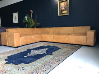 Extremely Large &amp; Custom Made (3.5m X 2.6m) Zambezi Genuine Leather Marconi Style Corner Unit.