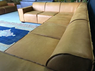 Extremely large &amp; custom made (3.5m x 2.6m) Zambezi genuine leather MARCONI STYLE corner unit.