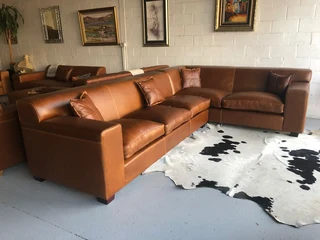 Massive &amp; custom made (3.5m x 2.5m) KARIBA STYLE full gameskin genuine leather corner unit,.