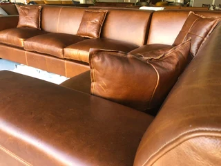 Massive &amp; custom made (3.5m x 2.5m) KARIBA STYLE full gameskin genuine leather corner unit,.