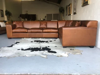 Massive & Custom Made (3.5m X 2.5m) Kariba Style Full Gameskin Genuine Leather Corner Unit,.