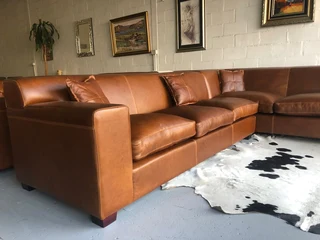 Massive &amp; custom made (3.5m x 2.5m) KARIBA STYLE full gameskin genuine leather corner unit,.