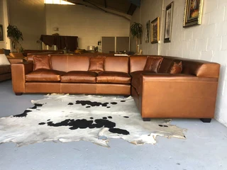 Massive &amp; custom made (3.5m x 2.5m) KARIBA STYLE full gameskin genuine leather corner unit,.