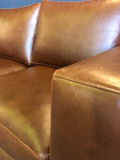 Brand new 2.5m x 2.5m gameskin genuine leather L-shape corner lounge suite, A MODERN SLIMLINE DESIGN