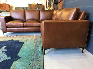 Brand new 2.5m x 2.5m gameskin genuine leather L-shape corner lounge suite, A MODERN SLIMLINE DESIGN