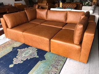 Brand new &amp; versatile (3.4m x 2.5m) MARCONI STYLE genuine leather L-shape modular corner unit.