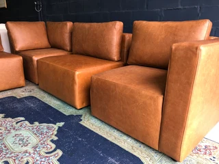 Brand new &amp; versatile (3.4m x 2.5m) MARCONI STYLE genuine leather L-shape modular corner unit.