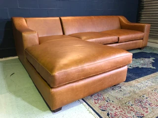 Brand New &amp; Massive (3m X 2m) Genuine Leather Daybed Unit (a Bold &amp; Modern Curve Arm Design)