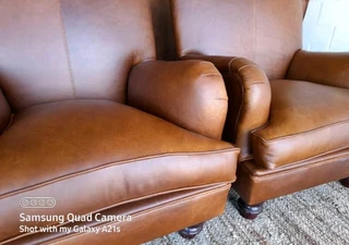 2 x Newly manufactured gameskin  genuine leather TRADITIONAL ENGLISH DESIGN ARMCHAIRS. R10995 each