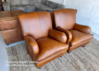 2 x Newly manufactured gameskin  genuine leather TRADITIONAL ENGLISH DESIGN ARMCHAIRS. R10995 each