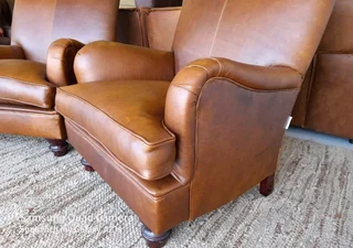 2 x Newly manufactured gameskin  genuine leather TRADITIONAL ENGLISH DESIGN ARMCHAIRS. R10995 each