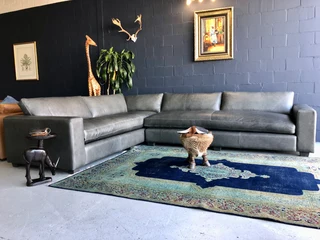 Brand New &amp; Large 3m X 3m Genuine Leather Modern Chobe Style L-shape Corner Unit ( Pepper Grey)