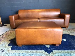 (ON PROMOTION) Newly manufactured 2.2m genuine leather MARCONI STYLE  couch &#43; versatile ottoman