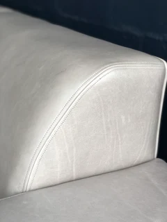 Immaculate 2pc MARCONI STYLE genuine leather lounge suite. (2 x 2.3m  THREE SEATERS) Shiduli grey.