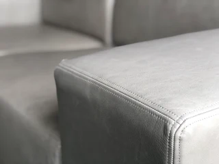 Immaculate 2pc MARCONI STYLE genuine leather lounge suite. (2 x 2.3m  THREE SEATERS) Shiduli grey.