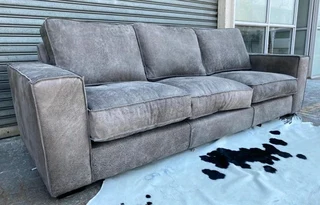 Brand New 3m Zambezi Genuine Leather Casa Design Large Five Seater Couch, (zambezi Graphite Grey)