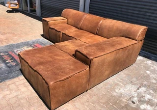 Marconi Style (2.7m X 2m) Zambezi Genuine Leather Daybed Sofa (100% Full Exotic Grain) Brand New.