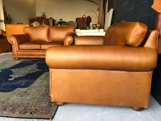 Brand new 2pc GATES TO AFRICA DESIGN gameskin genuine leather lounge suite. (3 &amp; 2 SEATER SOFAS)