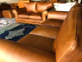 Brand new 2pc GATES TO AFRICA DESIGN gameskin genuine leather lounge suite. (3 &amp; 2 SEATER SOFAS)
