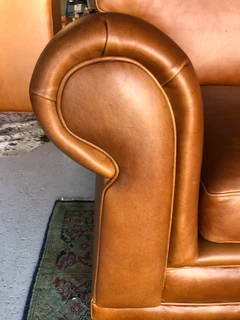 Newly manufactured 2pc  GATES TO AFRICA DESIGN genuine leather lounge suite. (2 x 1.8m TWO SEATERS)