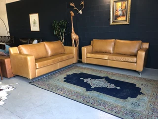NEWLY MANUFACTURED 2pc gameskin genuine leather lounge suite.(2 x 2m TWO SEATER SOFAS) Brand new