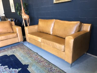 NEWLY MANUFACTURED 2pc gameskin genuine leather lounge suite.(2 x 2m TWO SEATER SOFAS) Brand new