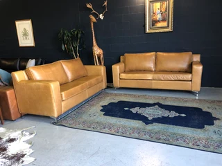 Newly Manufactured 2pc Gameskin Genuine Leather Lounge Suite.(2 X 2m Two Seater Sofas) Brand New