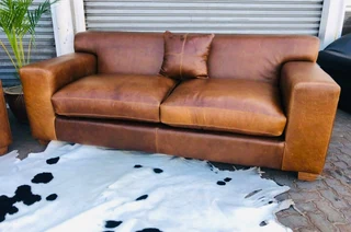 Brand new &amp; large 2pc genuine leather KARIBA  lounge suite. (2.6m &amp; 2.3m THREE SEATER SOFAS)