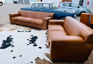 Brand new &amp; large 2pc genuine leather KARIBA  lounge suite. (2.6m &amp; 2.3m THREE SEATER SOFAS)