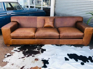 Brand new &amp; large 2pc genuine leather KARIBA  lounge suite. (2.6m &amp; 2.3m THREE SEATER SOFAS)