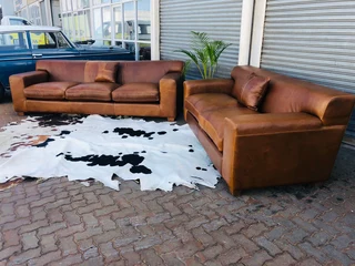Brand New &amp; Large 2pc Genuine Leather Kariba  lounge Suite. (2.6m &amp; 2.3m Three Seater Sofas)