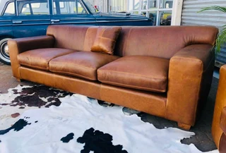 Brand new &amp; large 2pc genuine leather KARIBA  lounge suite. (2.6m &amp; 2.3m THREE SEATER SOFAS)