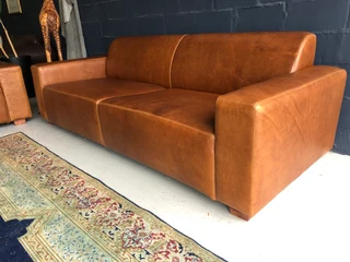 (ON PROMOTION) Large 2.5m gameskin genuine leather MARCONI STYLE three seater couch, Brand new.