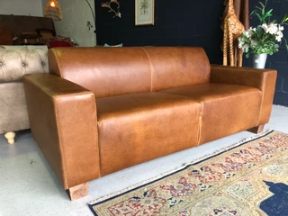 Modern & Stylish 1.9m Full Gameskin Genuine Leather Marconi Style Two Seater Sofa, Brand New.