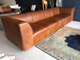 Newly manufactured  &amp; massive 3m TUXEDO STYLE full gameskin genuine leather four seater couch.